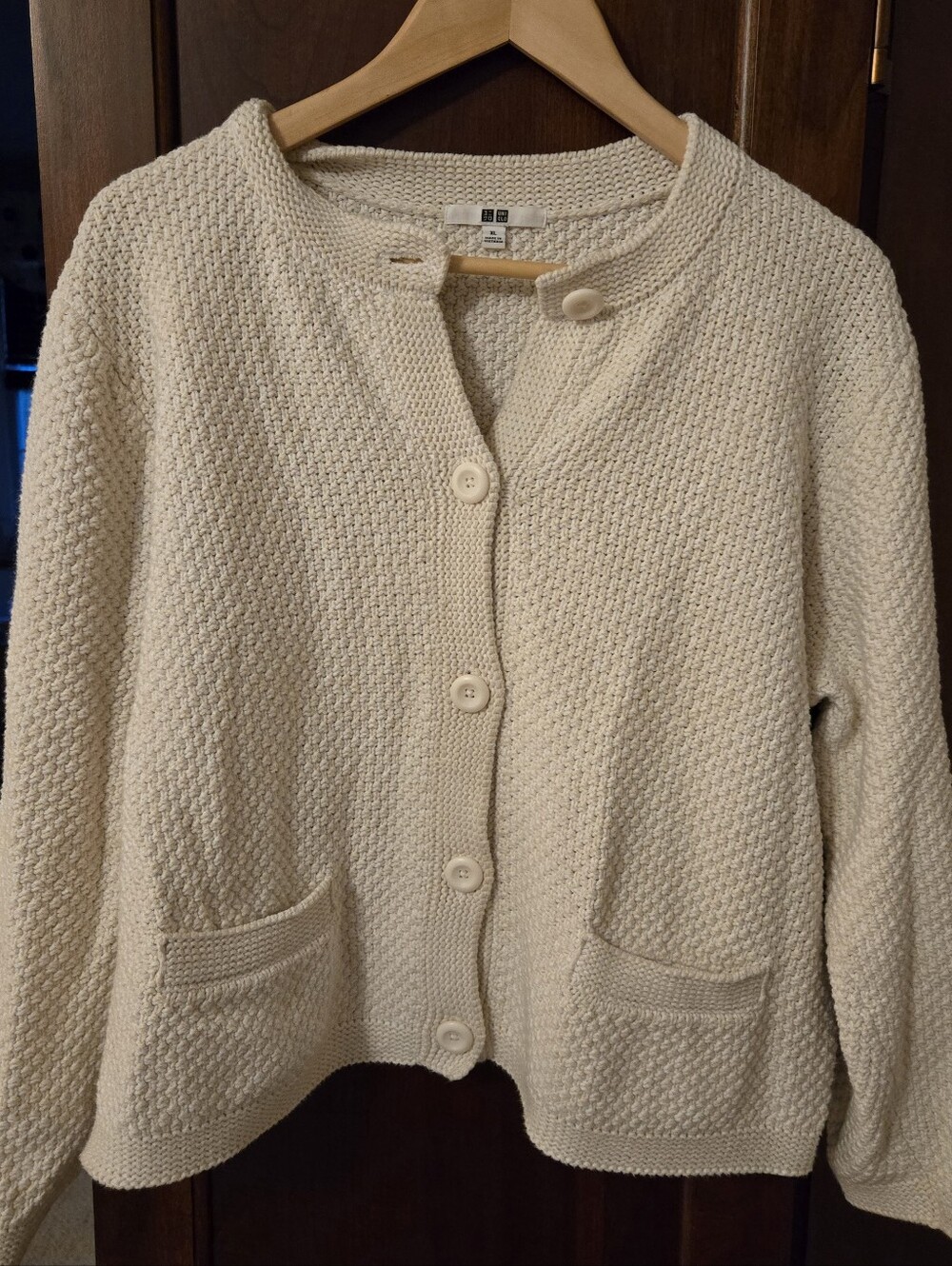 UNIQLO Knitted Short Jacket Cardigan Off-White Cream Size XL